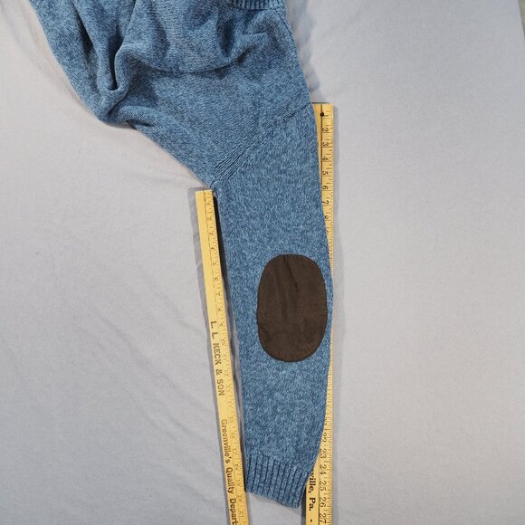 Chaps Sweater Mens Extra Large Blue Suede Elbow Patch Dad Preppy Retro Button - Picture 6 of 9